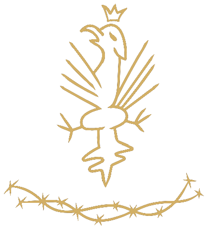 The Wolnosia emblem — the crowned white eagle of Poland above barbed wire, from the original talisman